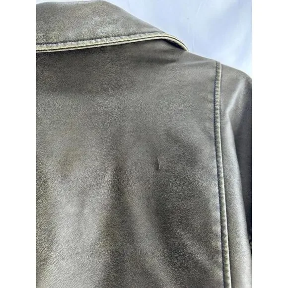 BLANKNYC Brown Ride Off Faux Leather Jacket Size L with Small Hole - Picture 8 of 10